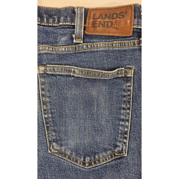 Lands End Mens Jeans Square Rigger Straight Leg Medium Wash Stretch Denim 35x26 - Picture 10 of 16